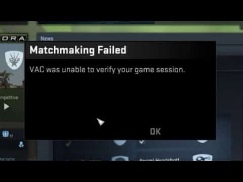 VAC was unable to verify your game Session