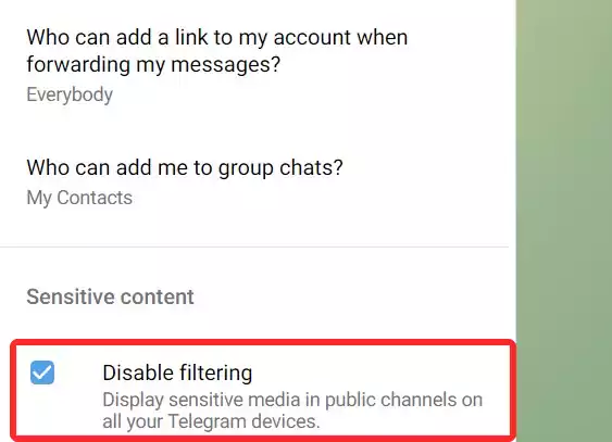 Cannot See Sensitive Content on Telegram