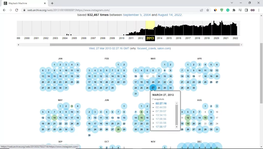 Wayback Machine Instagram