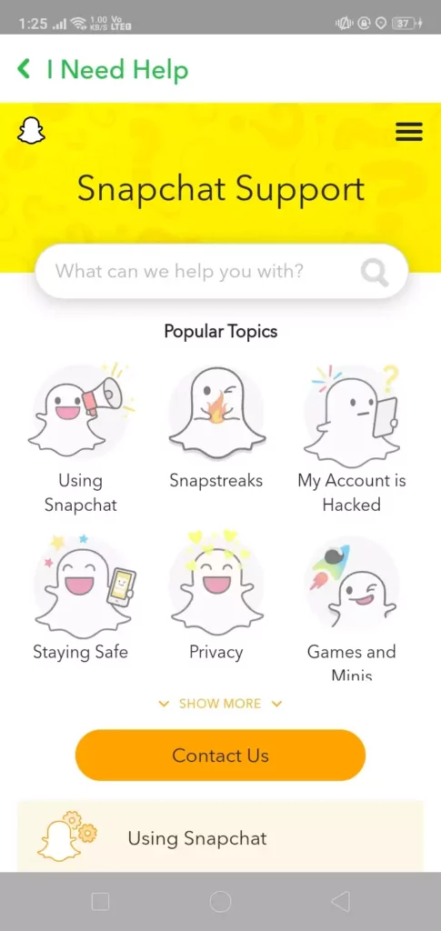 Snapchat Support