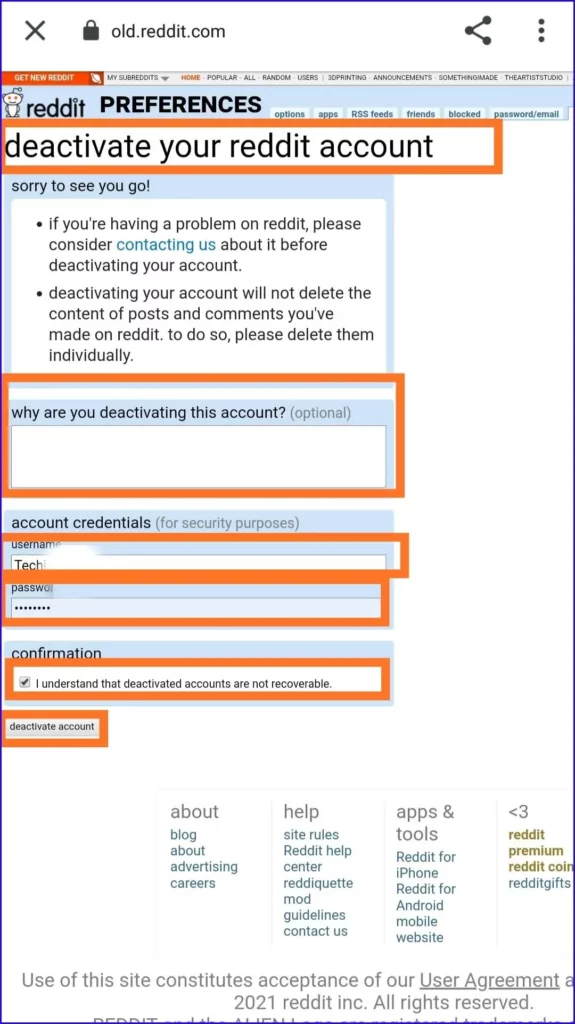 How to Delete Reddit Account on App