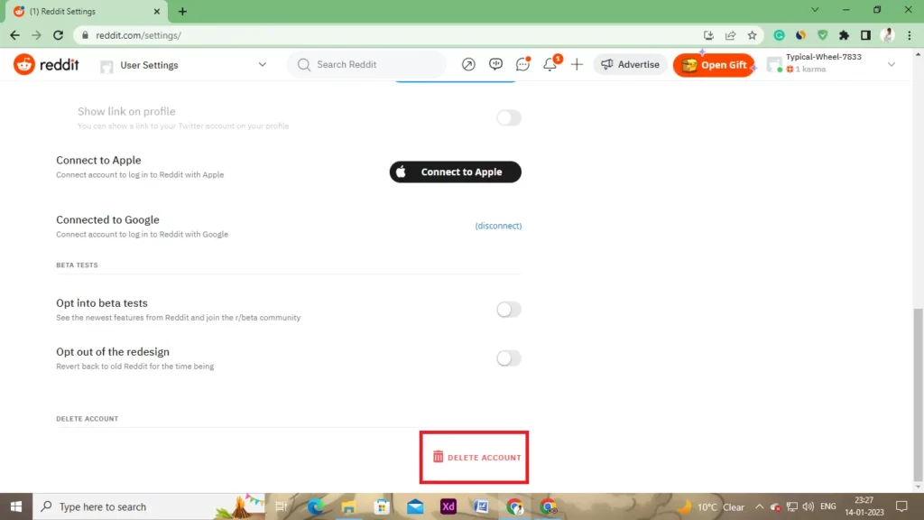 Delete account reddit
