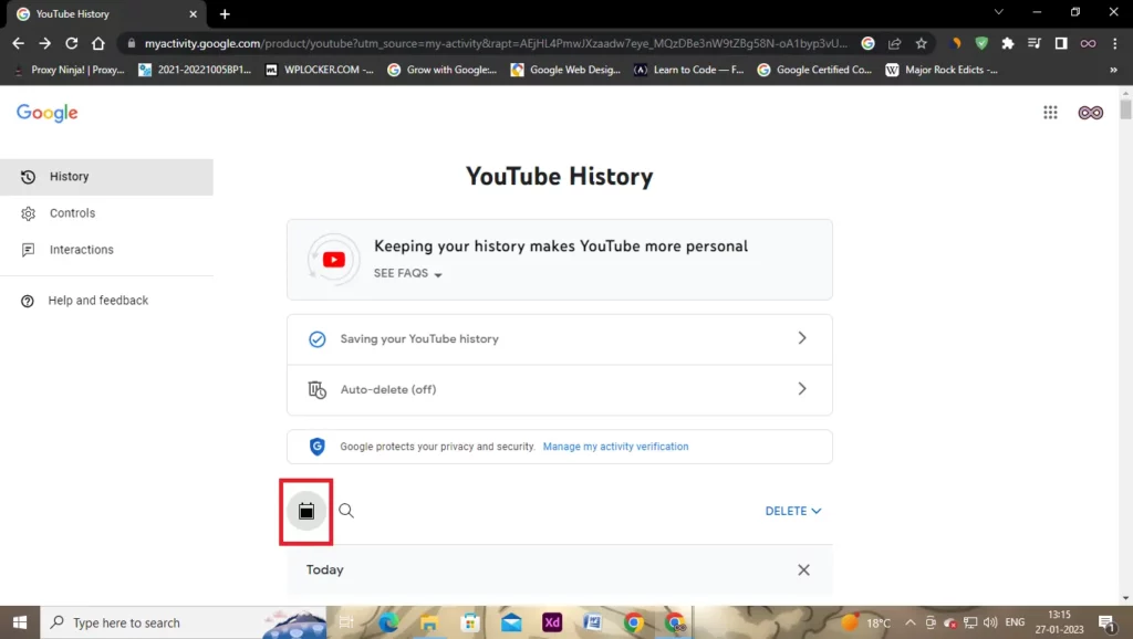YouTube Watch History by Date