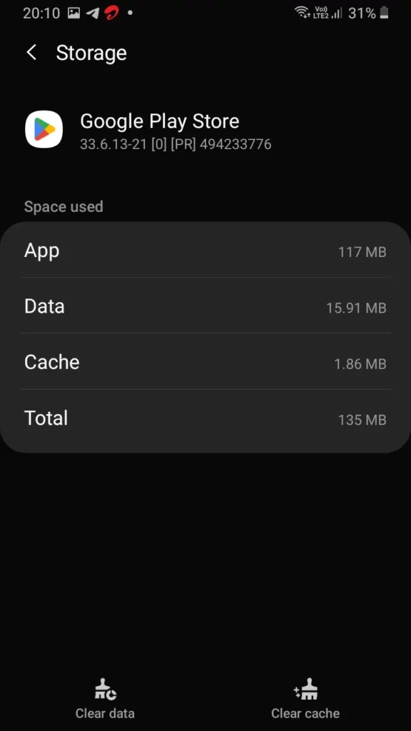 Play Store Cache Data
