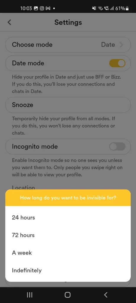 Snooze timer