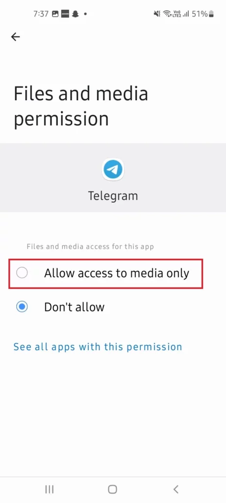Telegram Files Not Showing in File Manager 