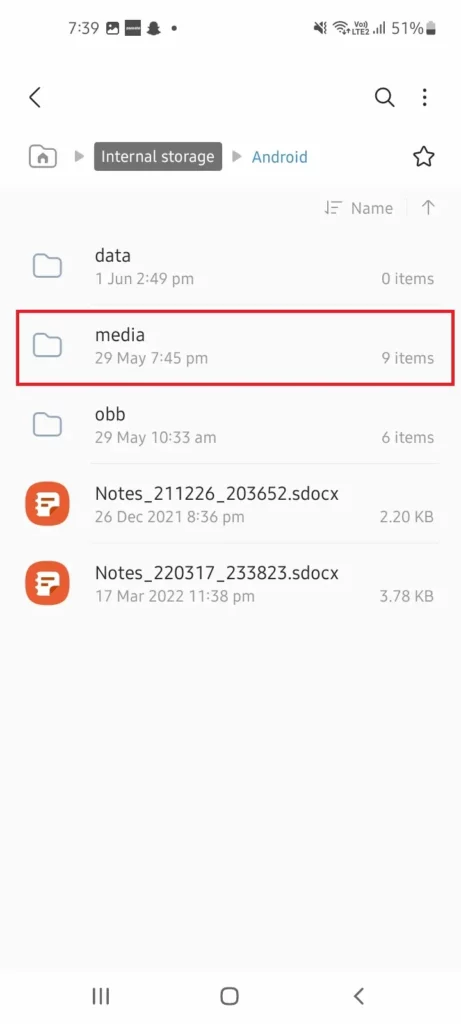 Media folder in file manager