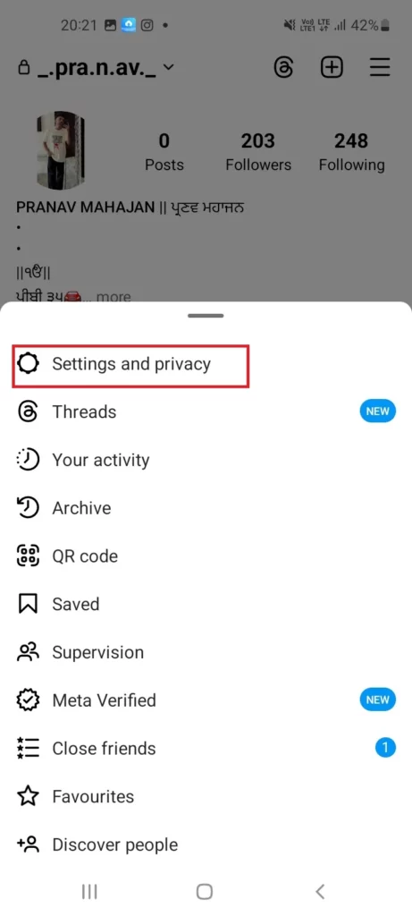 settings and privacy 