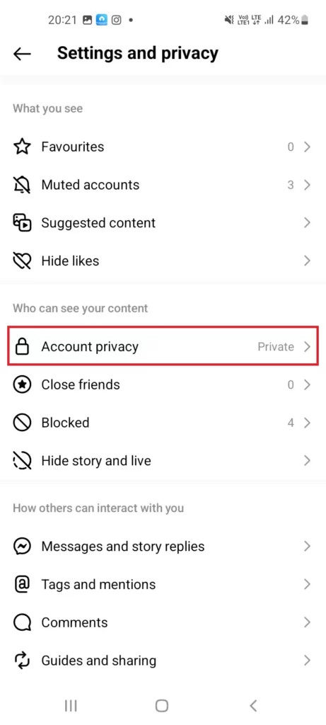 account privacy