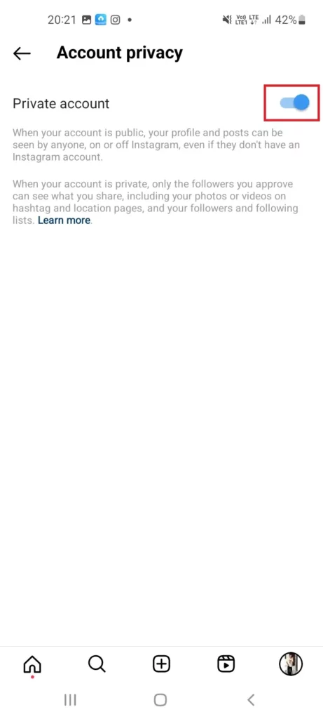 private account instagram