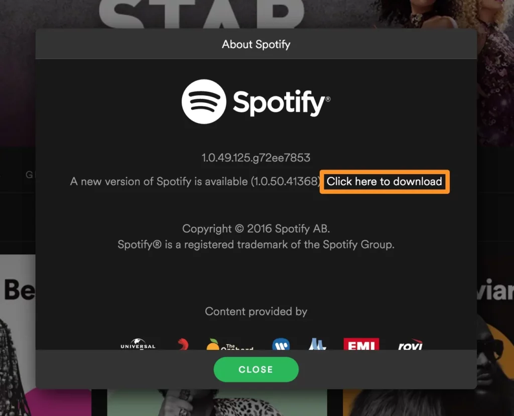 Update Spotify Mac