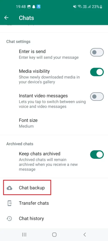 chat backup on whatsapp