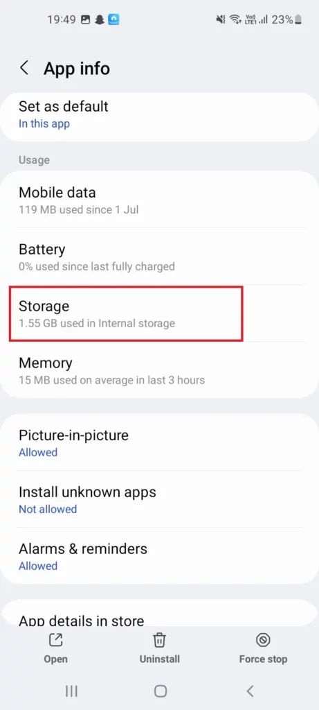 whatsapp storage