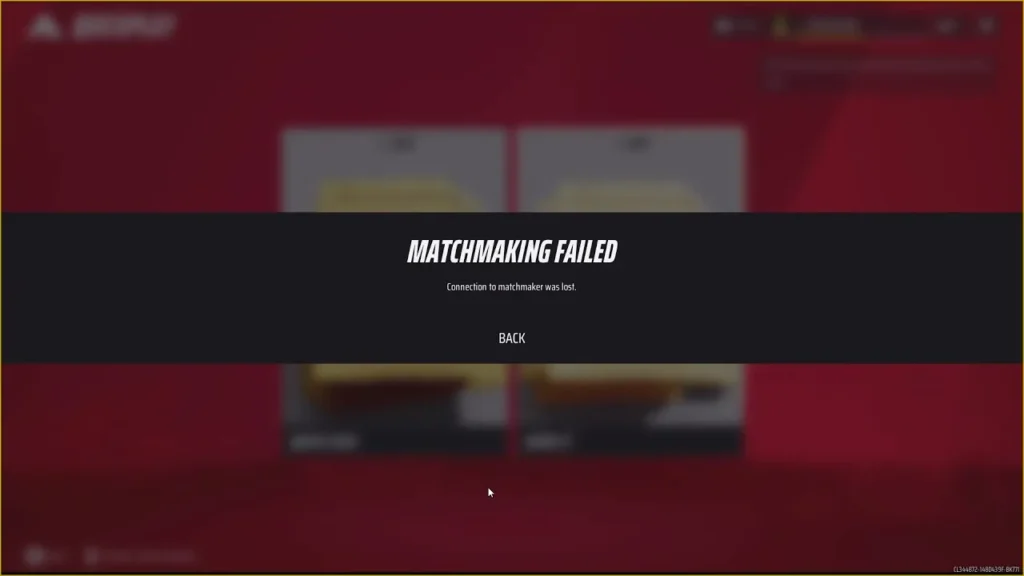Matchmaking Failed Connection To Matchmaker Was Lost