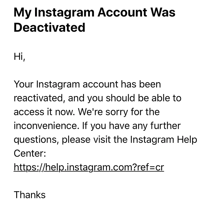 Thanks for Providing Your Info Instagram