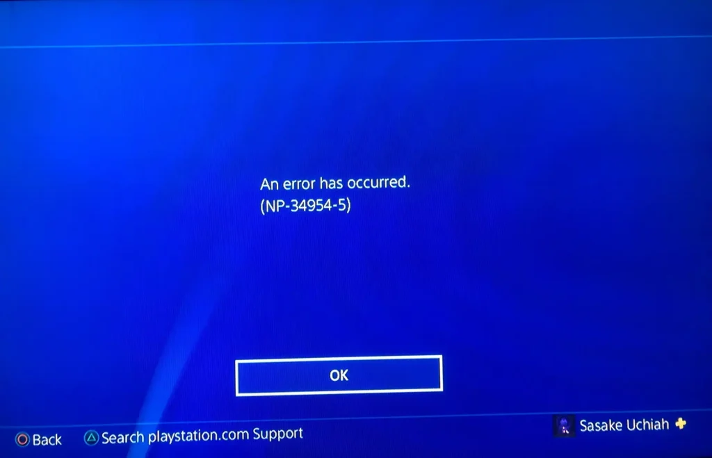 PS4 Error Code NP-34954-5